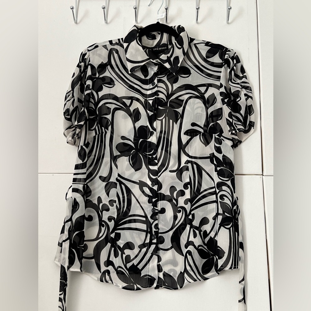 Lane Bryant Button Down Blouses Black and White